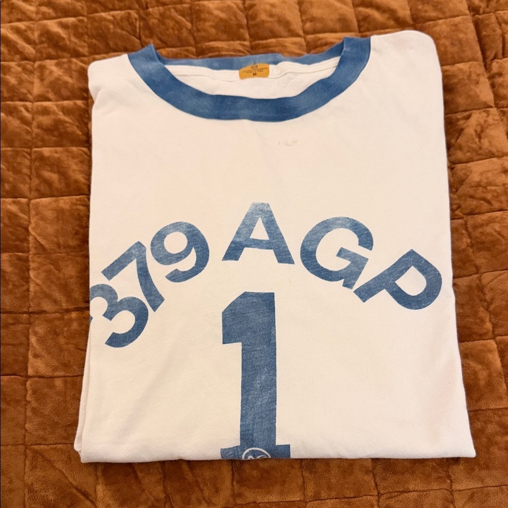 Ag Adriano Goldschmied White and Blue Graphic Tee